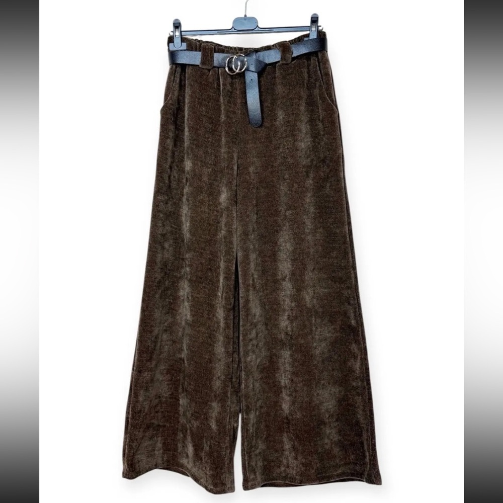 ShopEvelynne Chocolate Wide Leg Pants with Belt